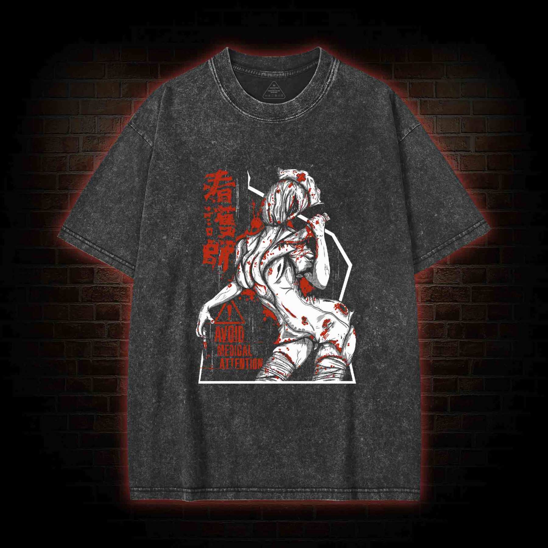 AVOID MEDICAL ATTENTION WASHED T-SHIRT-LASPORTN