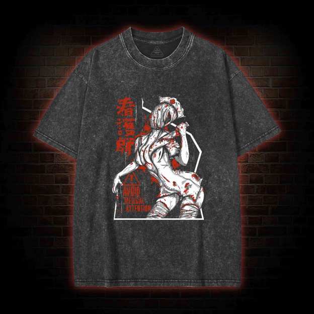 AVOID MEDICAL ATTENTION WASHED T-SHIRT-LASPORTN