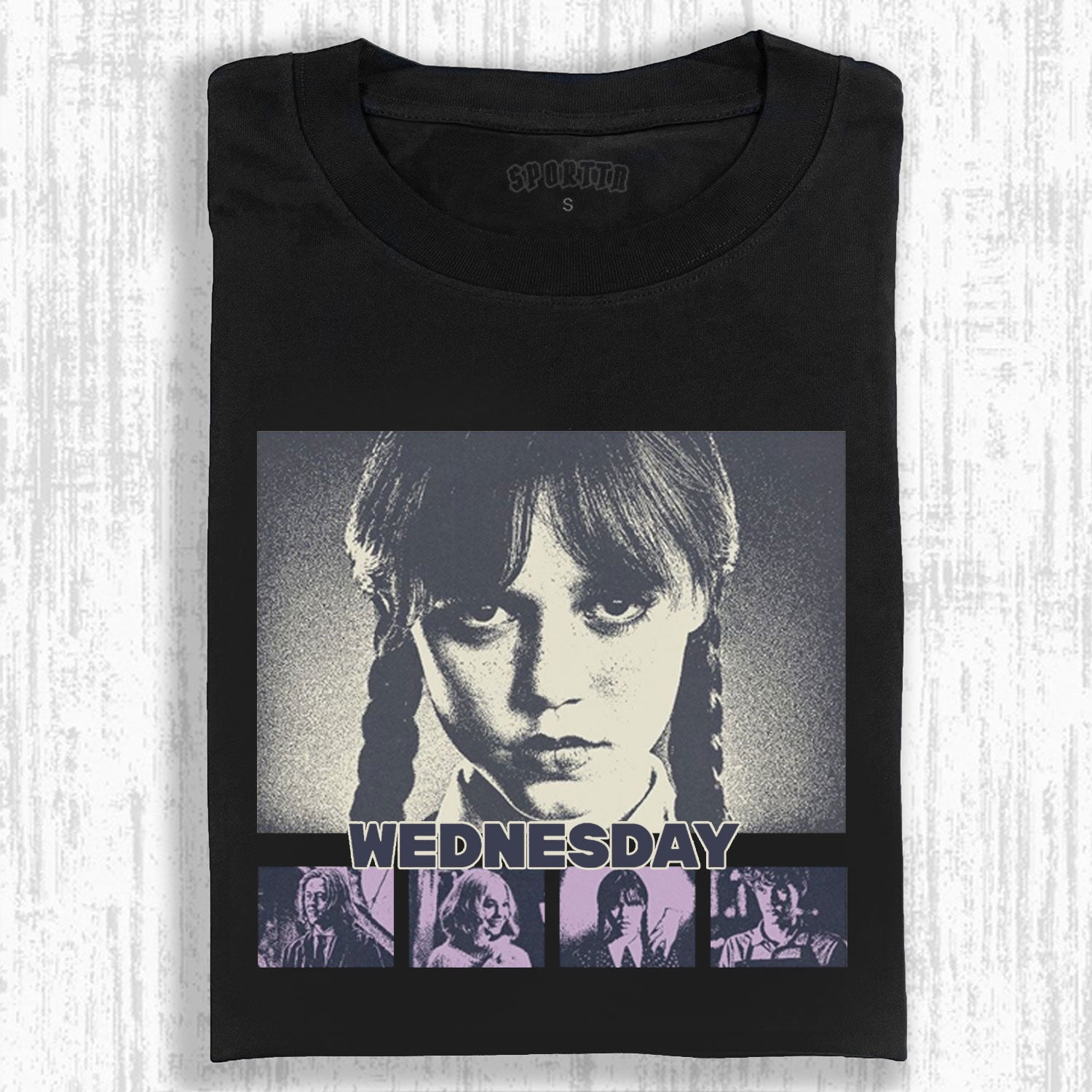 "WEDNESDAY S2 ADDAMS" THEMED V12 T-SHIRT-LASPORTN