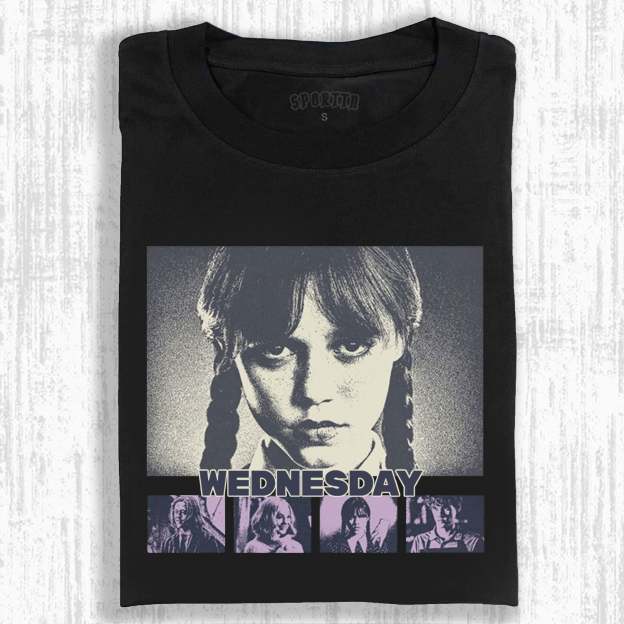 "WEDNESDAY S2 ADDAMS" THEMED V12 T-SHIRT-LASPORTN