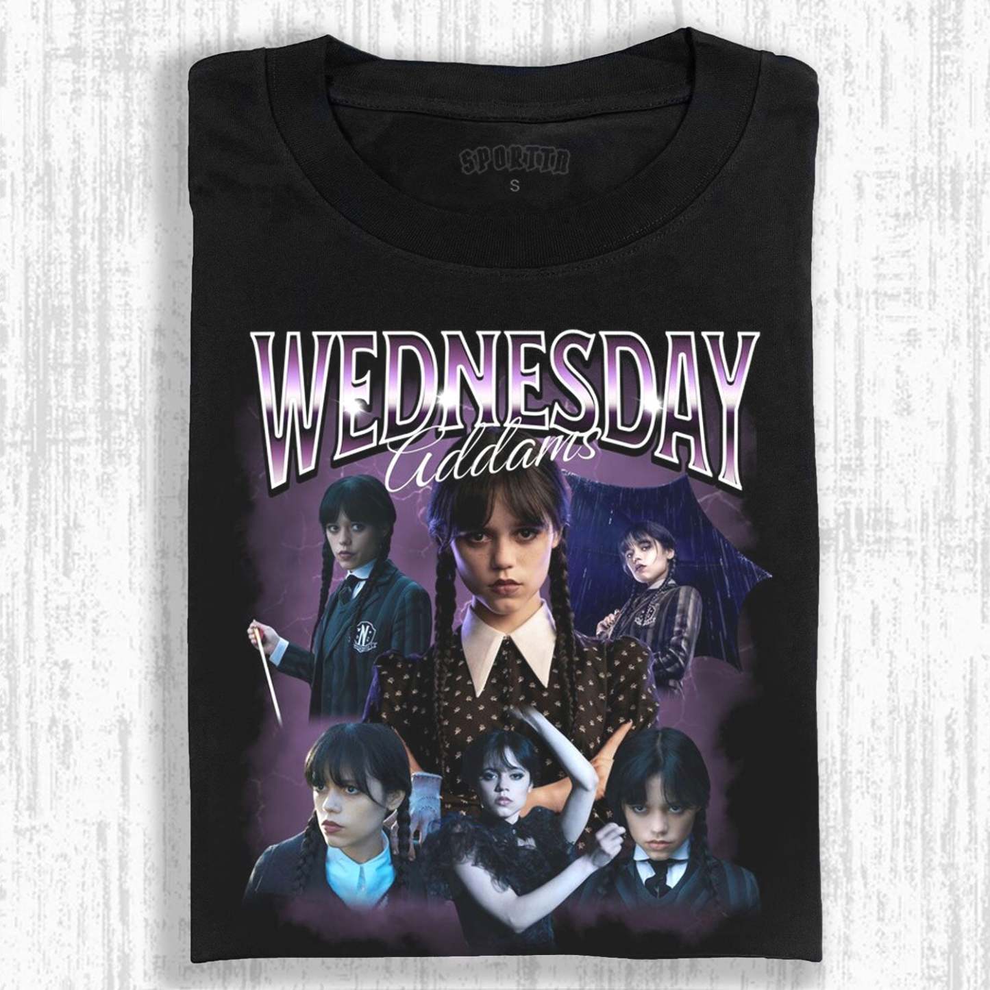 "WEDNESDAY S2 ADDAMS" THEMED V10 T-SHIRT-LASPORTN