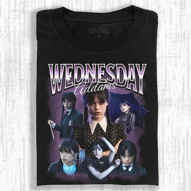 "WEDNESDAY S2 ADDAMS" THEMED V10 T-SHIRT-LASPORTN