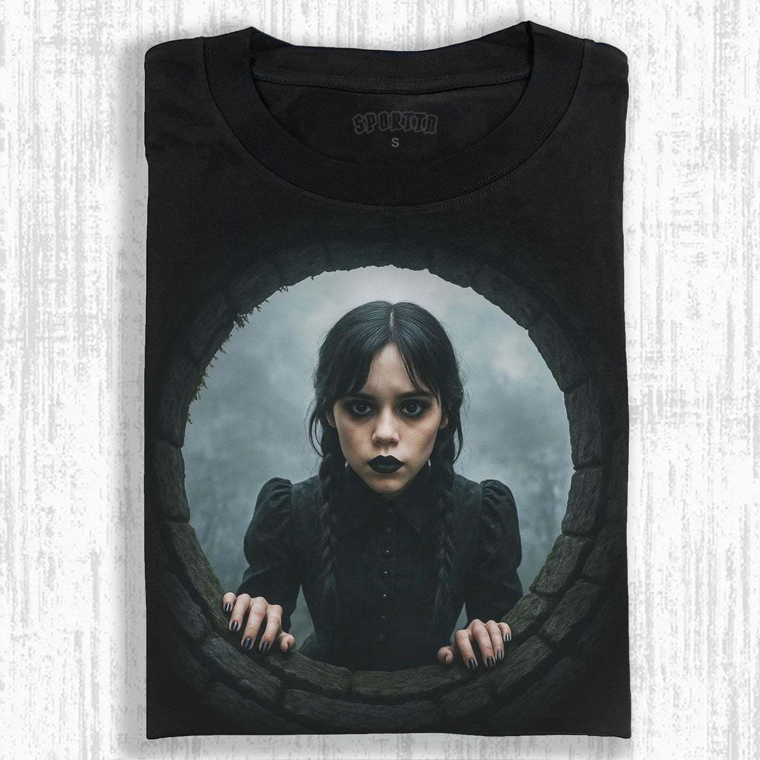 WEDNESDAY S2 ADDAMS THEMED T-SHIRT-LASPORTN