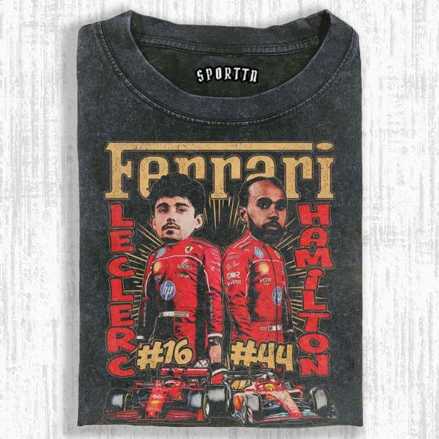 CHARLES LECLERC & LEWIS HAMILTON TEE-LASPORTN