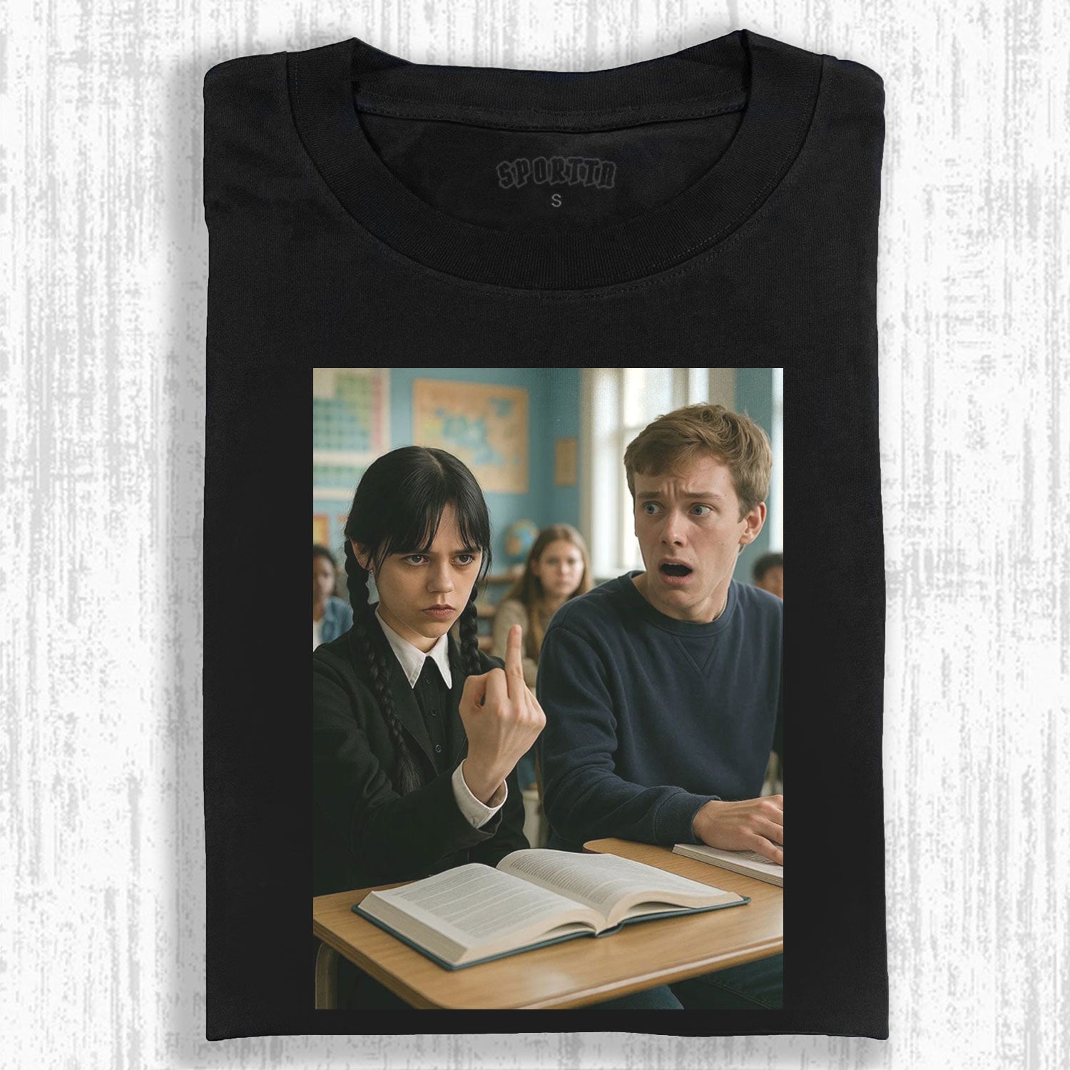 "WEDNESDAY S2 ADDAMS" THEMED V7 T-SHIRT-LASPORTN