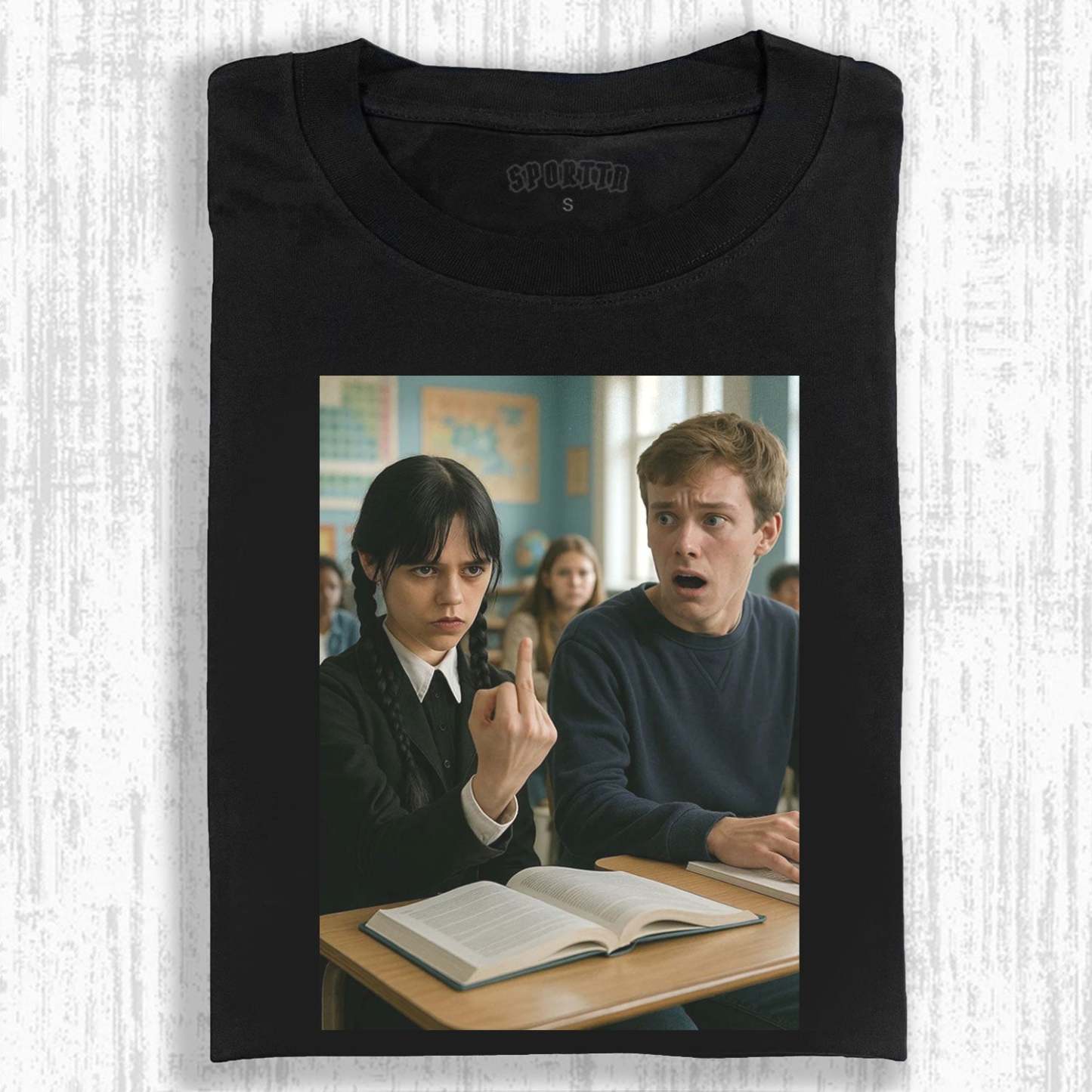 "WEDNESDAY S2 ADDAMS" THEMED V7 T-SHIRT-LASPORTN