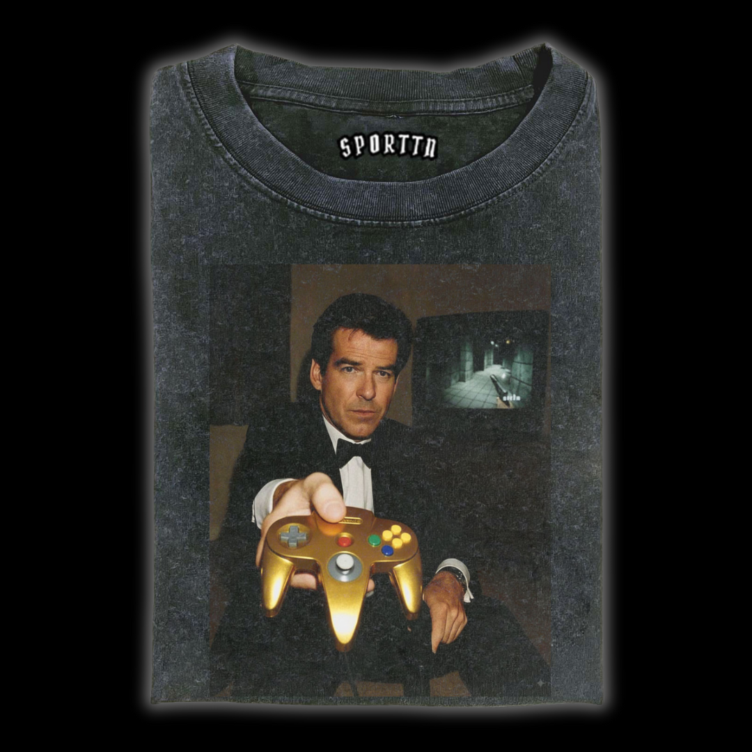GOLD N64 JAMES BOND 'YOUR TURN' FUNNY T-SHIRT V2-LASPORTN