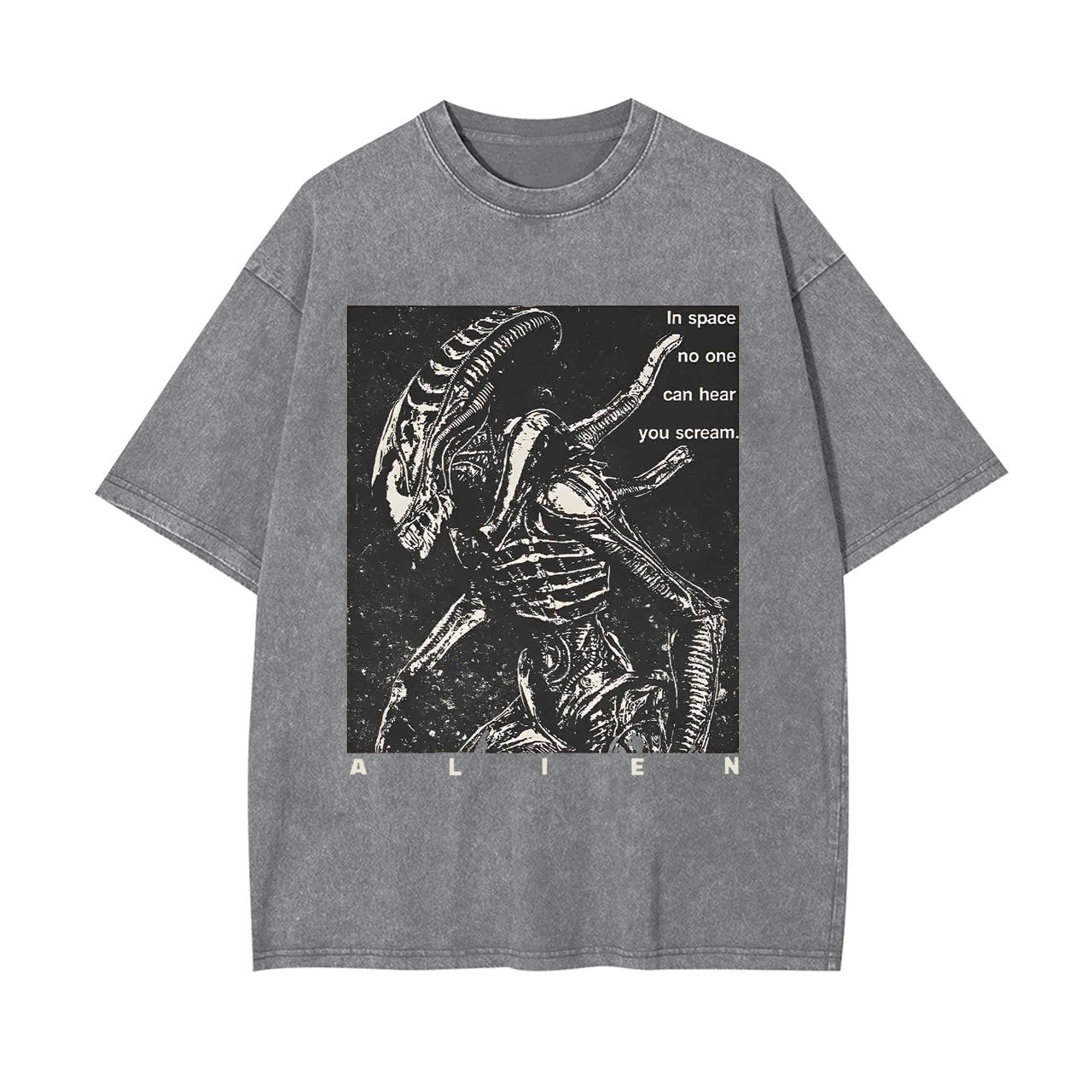 NO ONE CAN HEAR YOU SCREAM WASHED T-SHIRT-LASPORTN