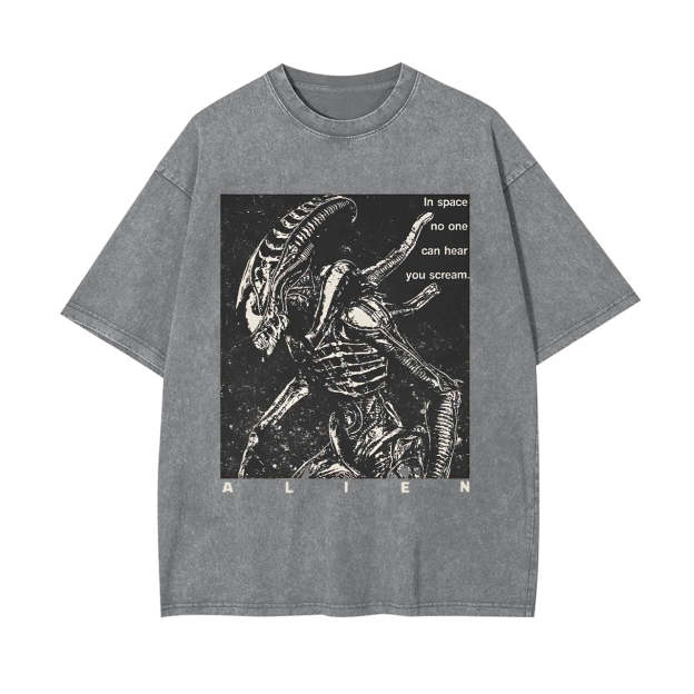 NO ONE CAN HEAR YOU SCREAM WASHED T-SHIRT-LASPORTN