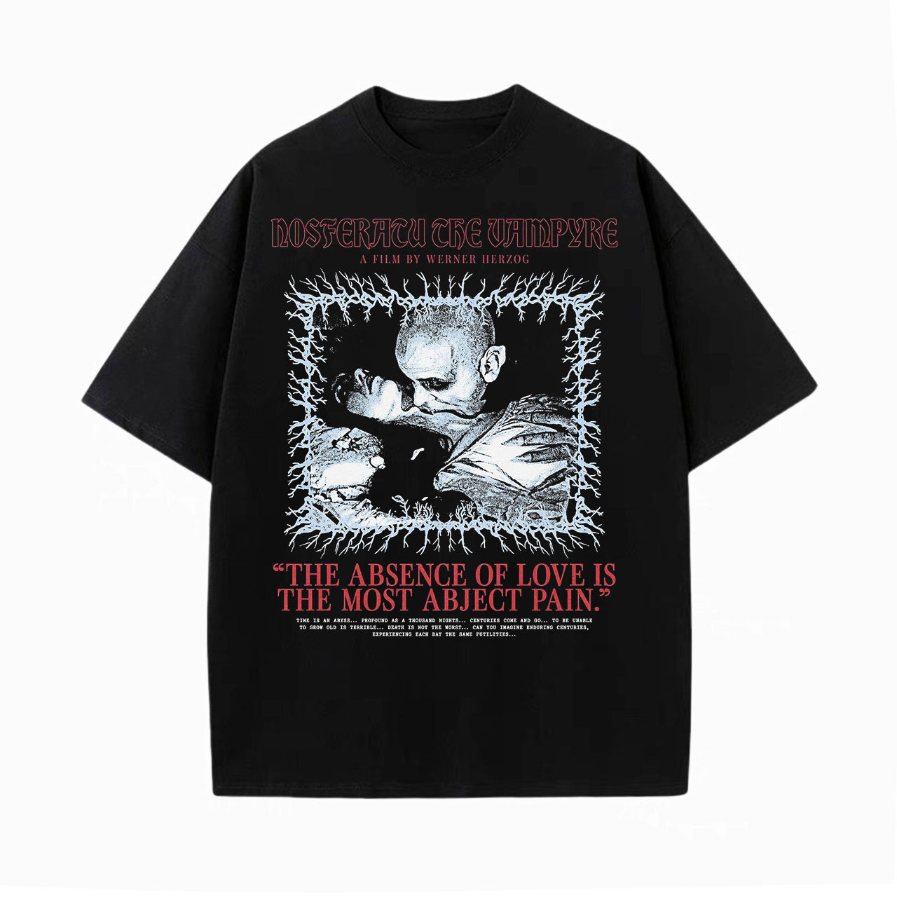 Dark & Artistic! Nosferatu Classic Vampire Quote Vintage Washed T-Shirt-LASPORTN