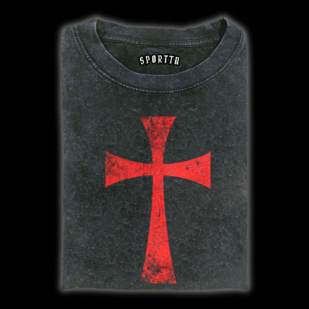 KNIGHTS TEMPLAR CROSS VINTAGE T-SHIRT-LASPORTN