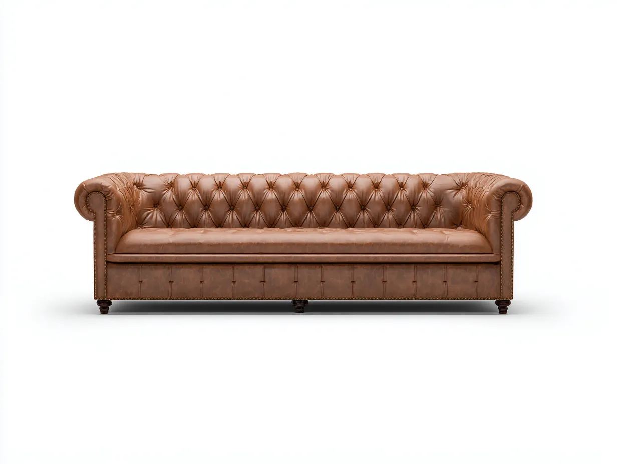 Canapé droit-cuir-228x98x75 cm-marron-style classique-Casagohut