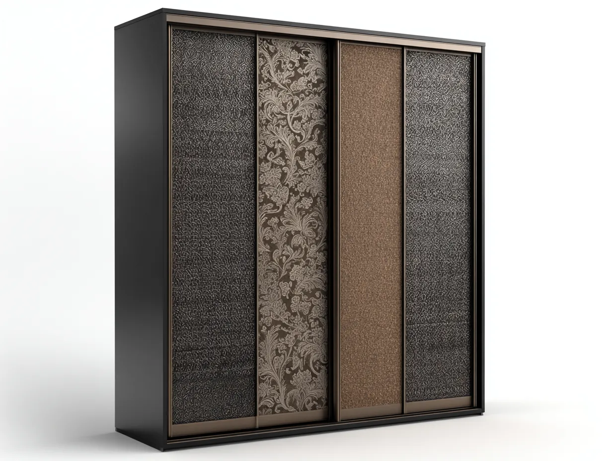Armoire à portes coulissantes - Bois-Textile - 238x64x218 cm - Noir-Marron - Style contemporain-Casagohut