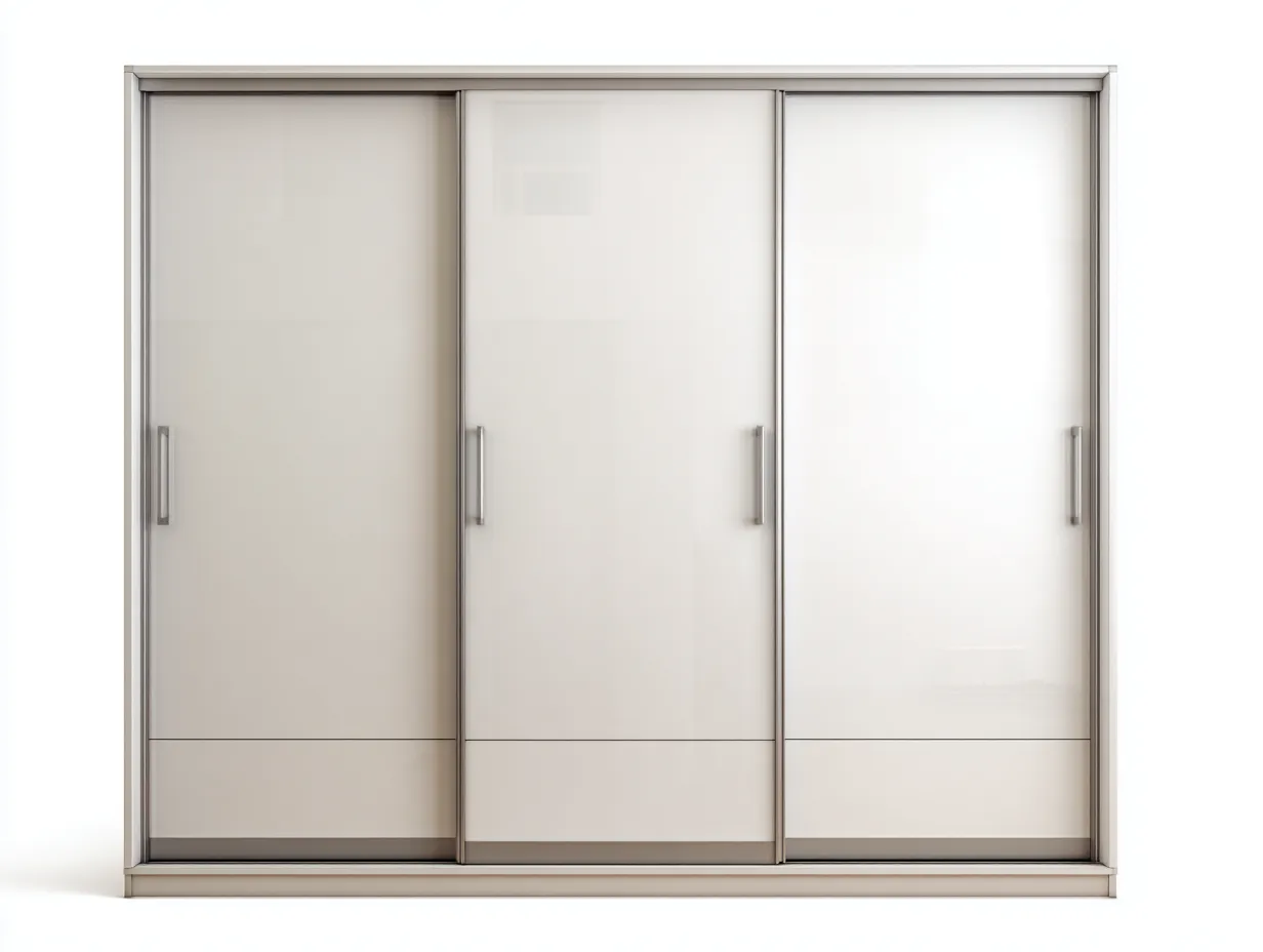 Armoire à portes coulissantes-verre-panneaux bois-262x62x218 cm-blanc-style moderne-Casagohut