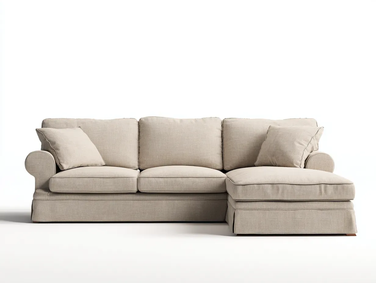 Canapé d'angle - Tissu - 290x175x88 cm - Beige - Style contemporain-Casagohut