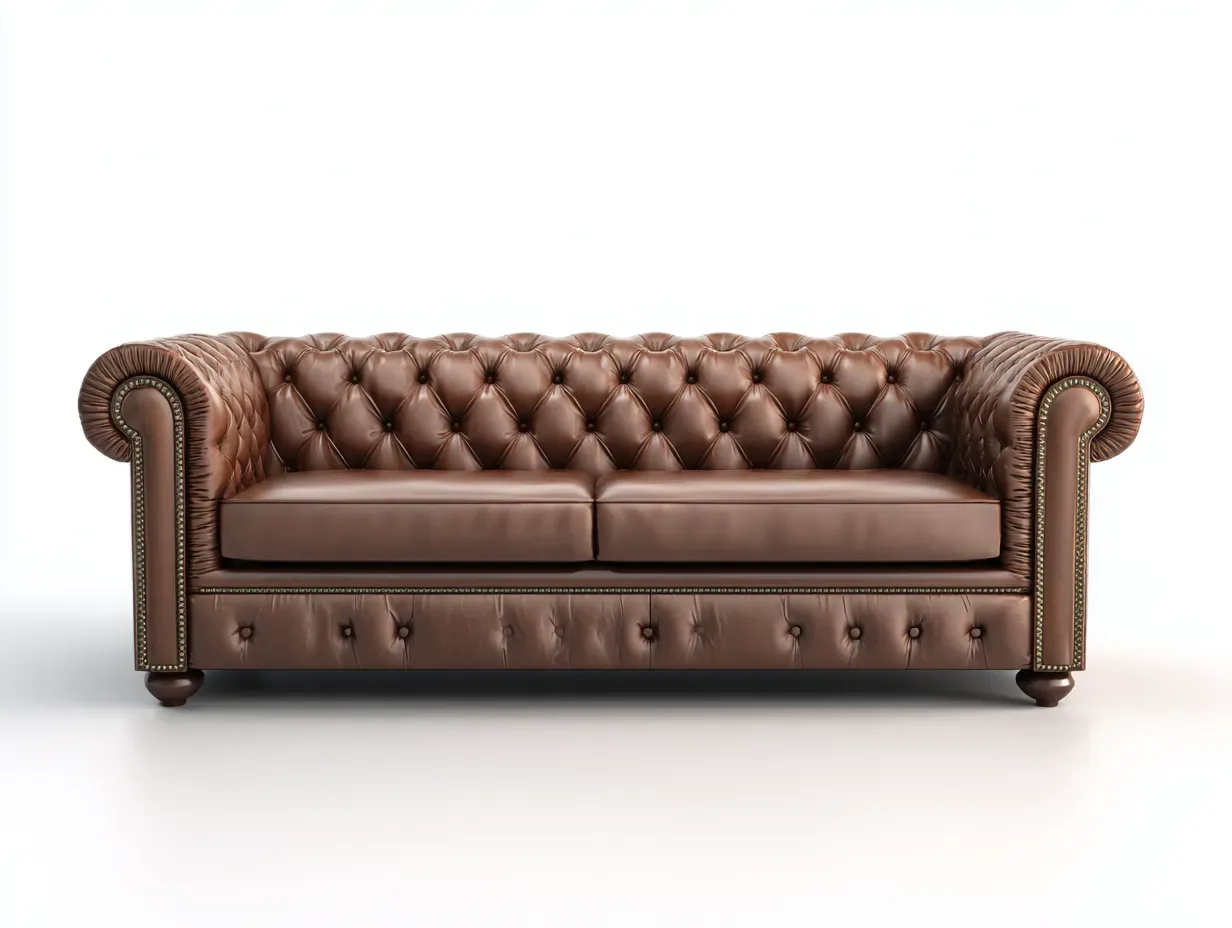 Canapé droit-cuir-198x94x78 cm-marron-style classique-Casagohut