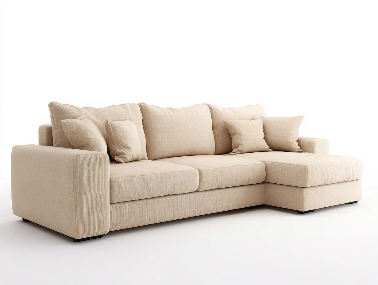 Canapé d'angle - Tissu - 286x172x86 cm - Beige - Style contemporain-Casagohut