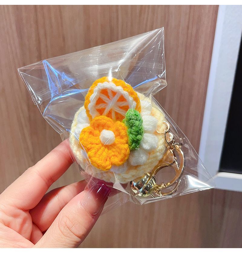 Handmade Crochet Cake Keychain – Plush Dessert Bag Charm