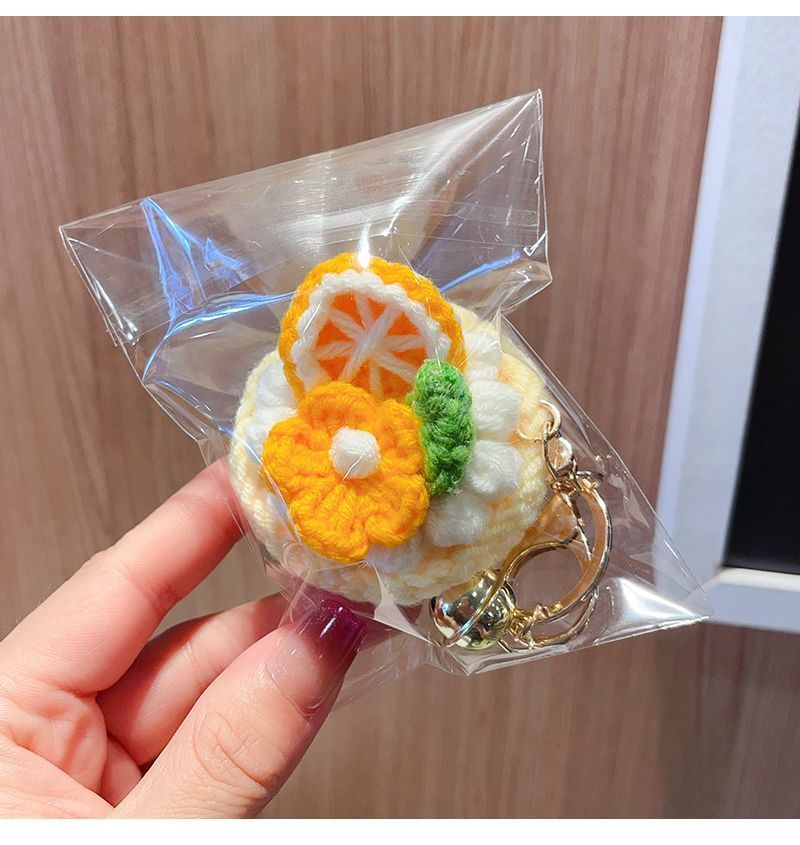 Handmade Crochet Cake Keychain – Plush Dessert Bag Charm