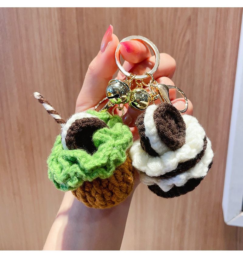 Handmade Crochet Cake Keychain – Plush Dessert Bag Charm