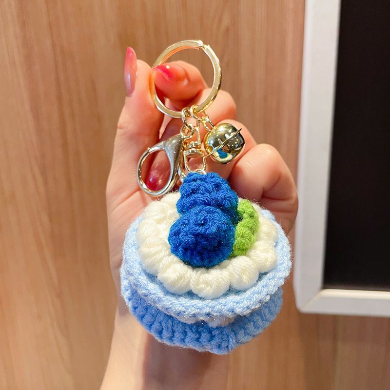 Handmade Crochet Cake Keychain – Plush Dessert Bag Charm