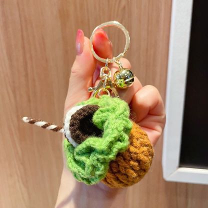 Handmade Crochet Cake Keychain – Plush Dessert Bag Charm