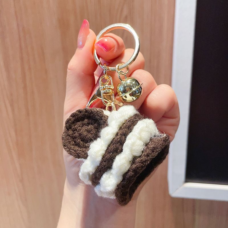 Handmade Crochet Cake Keychain – Plush Dessert Bag Charm