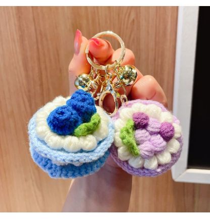 Handmade Crochet Cake Keychain – Plush Dessert Bag Charm