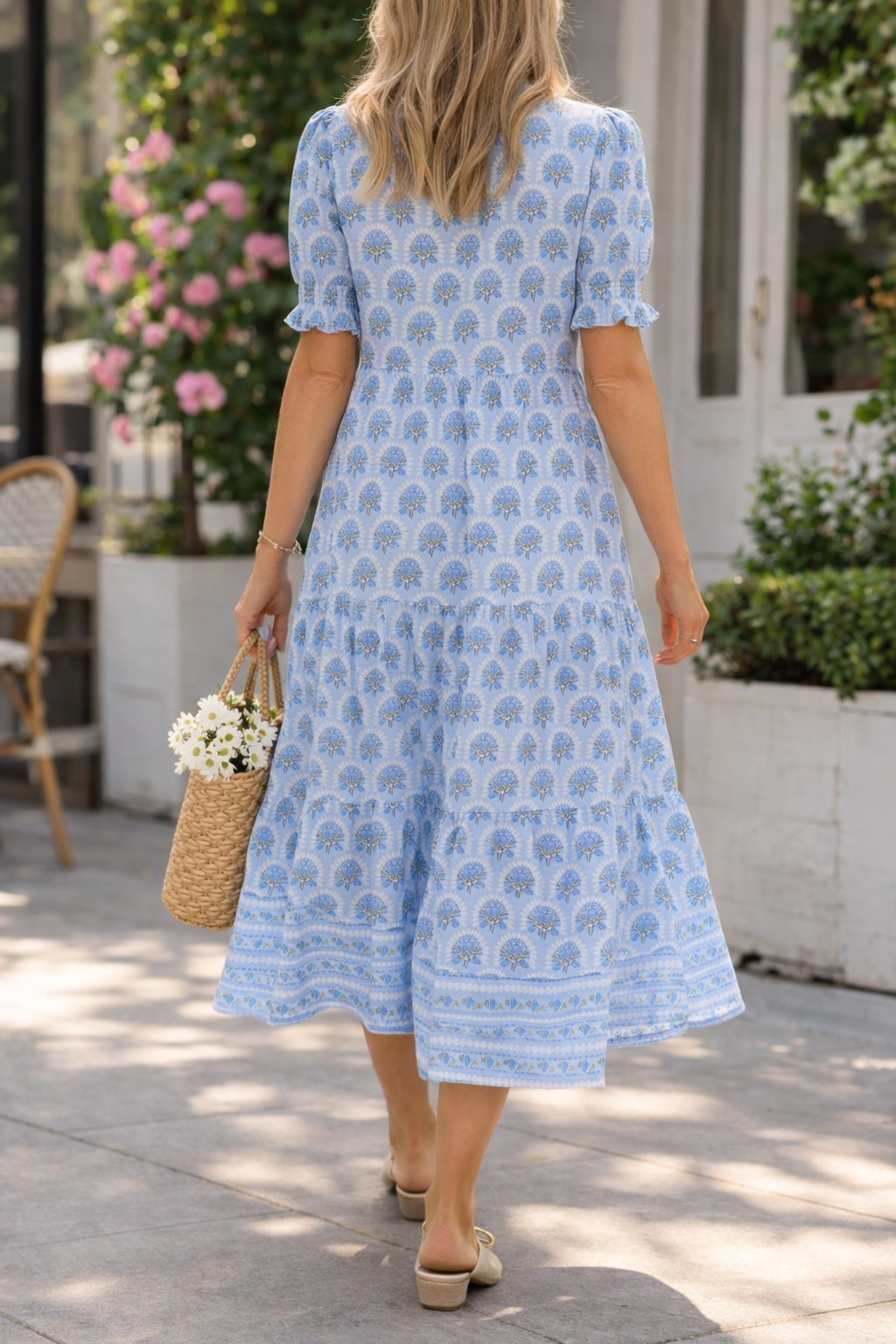 Mary Square Molly Sunshower Flora Blue Dress-2