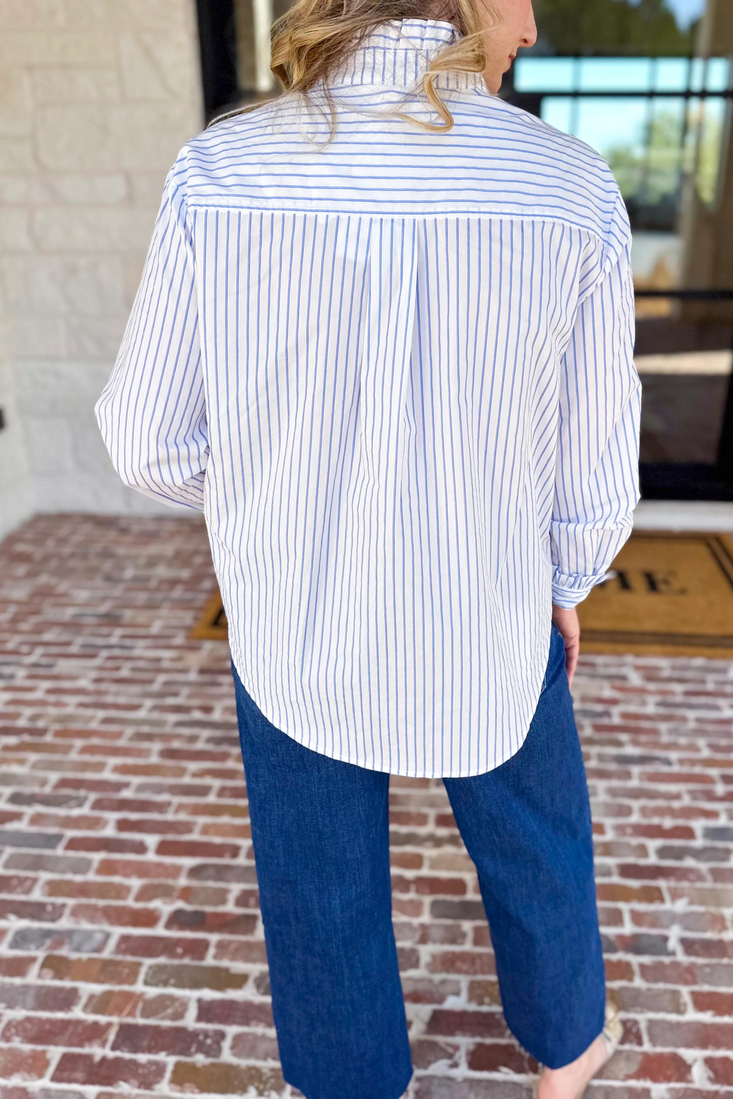 Seas the Day Stripe Button Down Blouse
