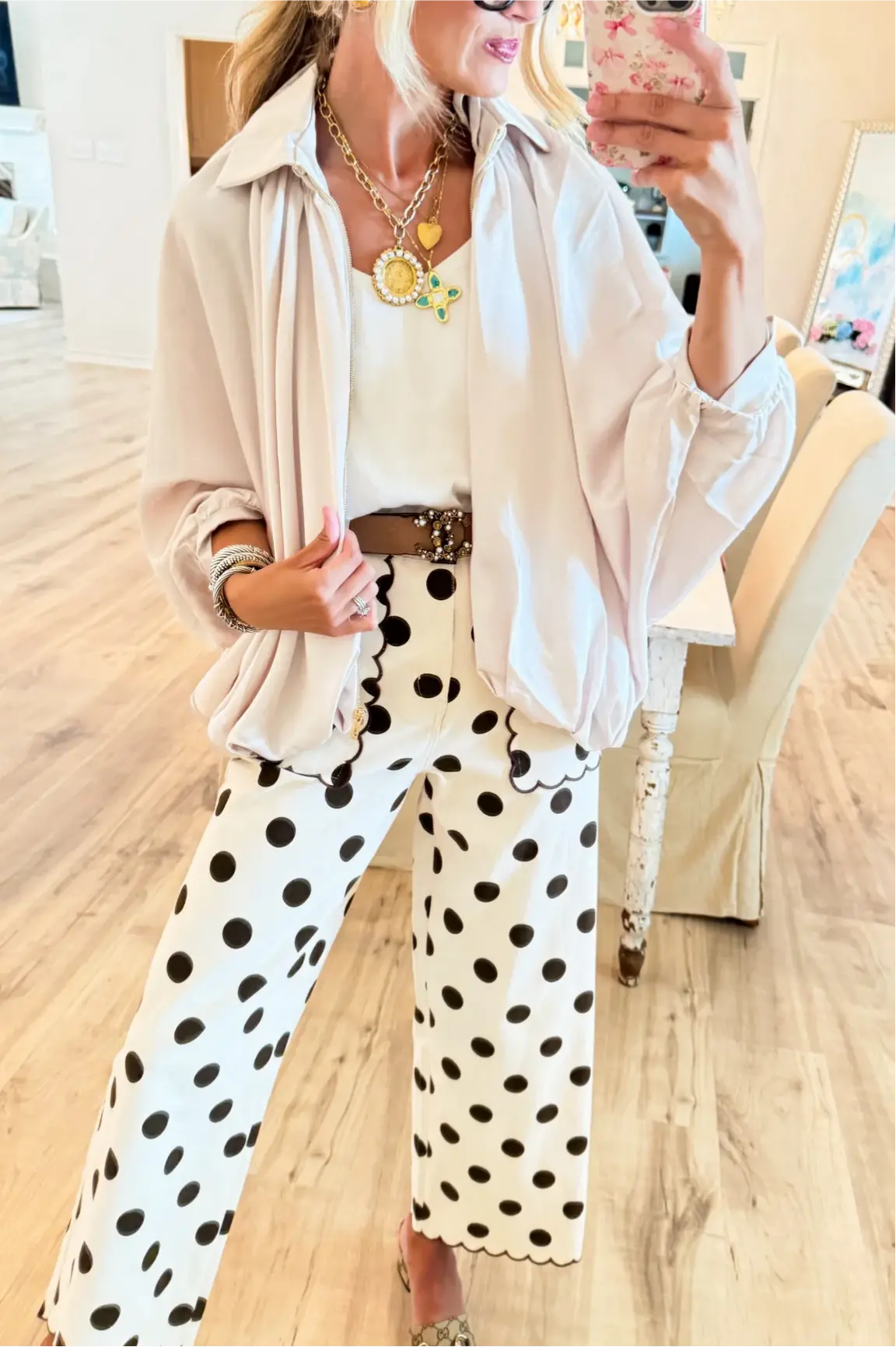 Cream Balloon Zip Up Top