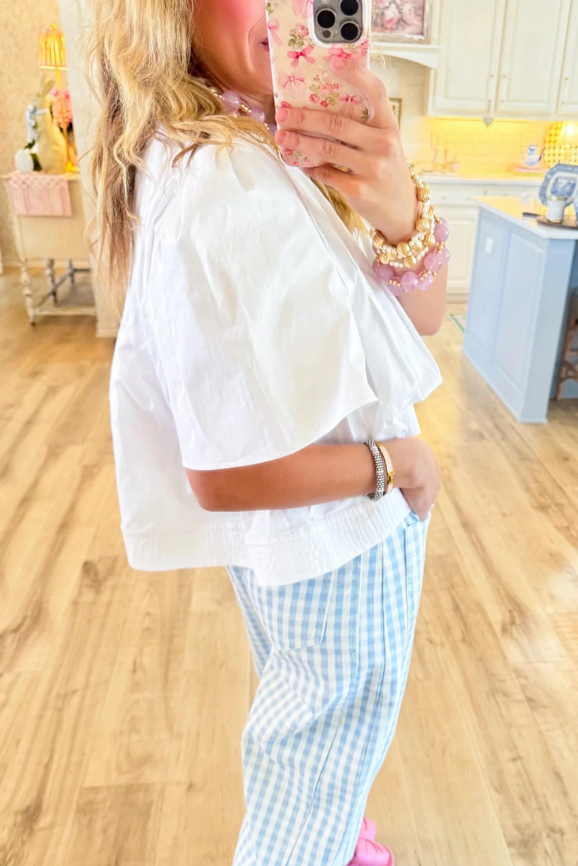 Off White Pleated Blouse