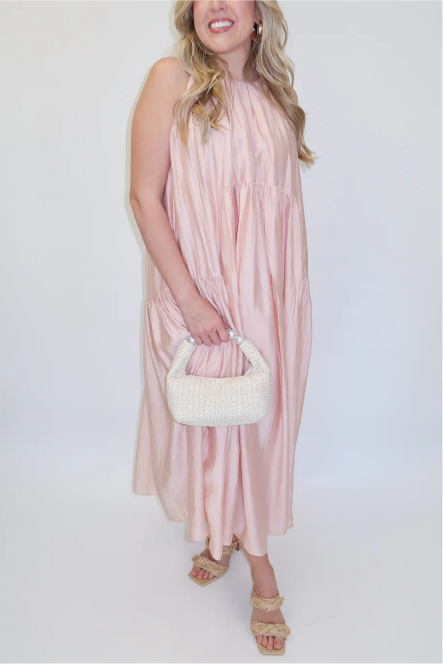 Float Through Light Pink Midi Dress