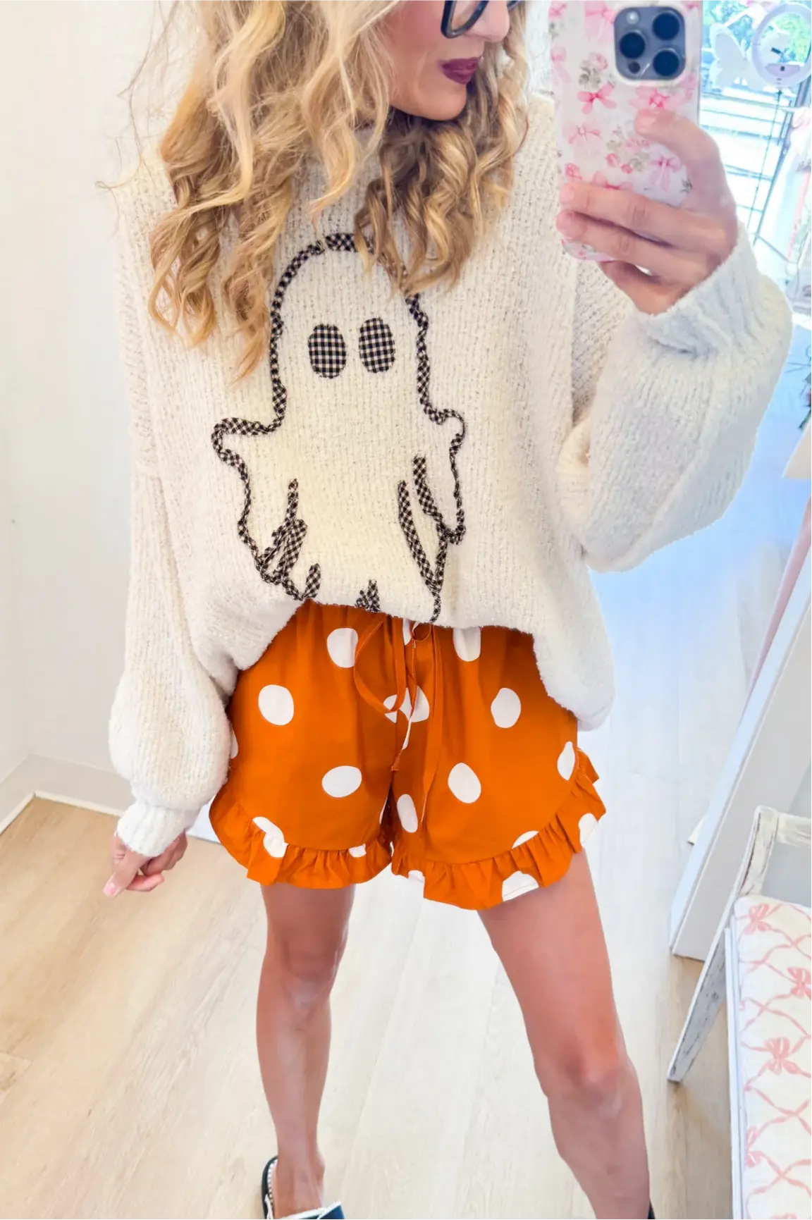 Ivory Ghost Gingham Sweater