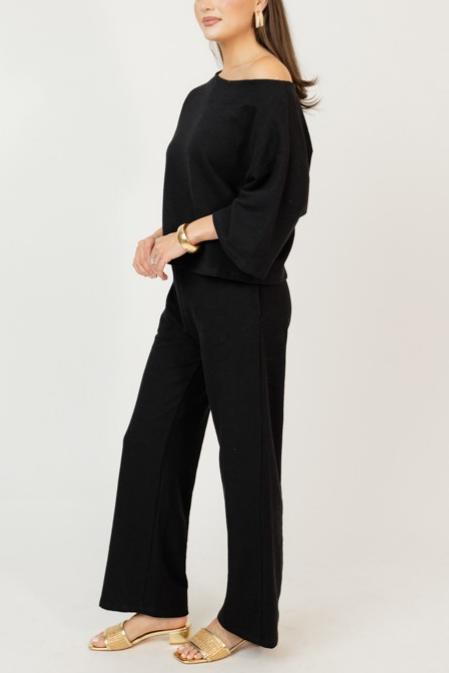 Boatneck Pants Set, Black