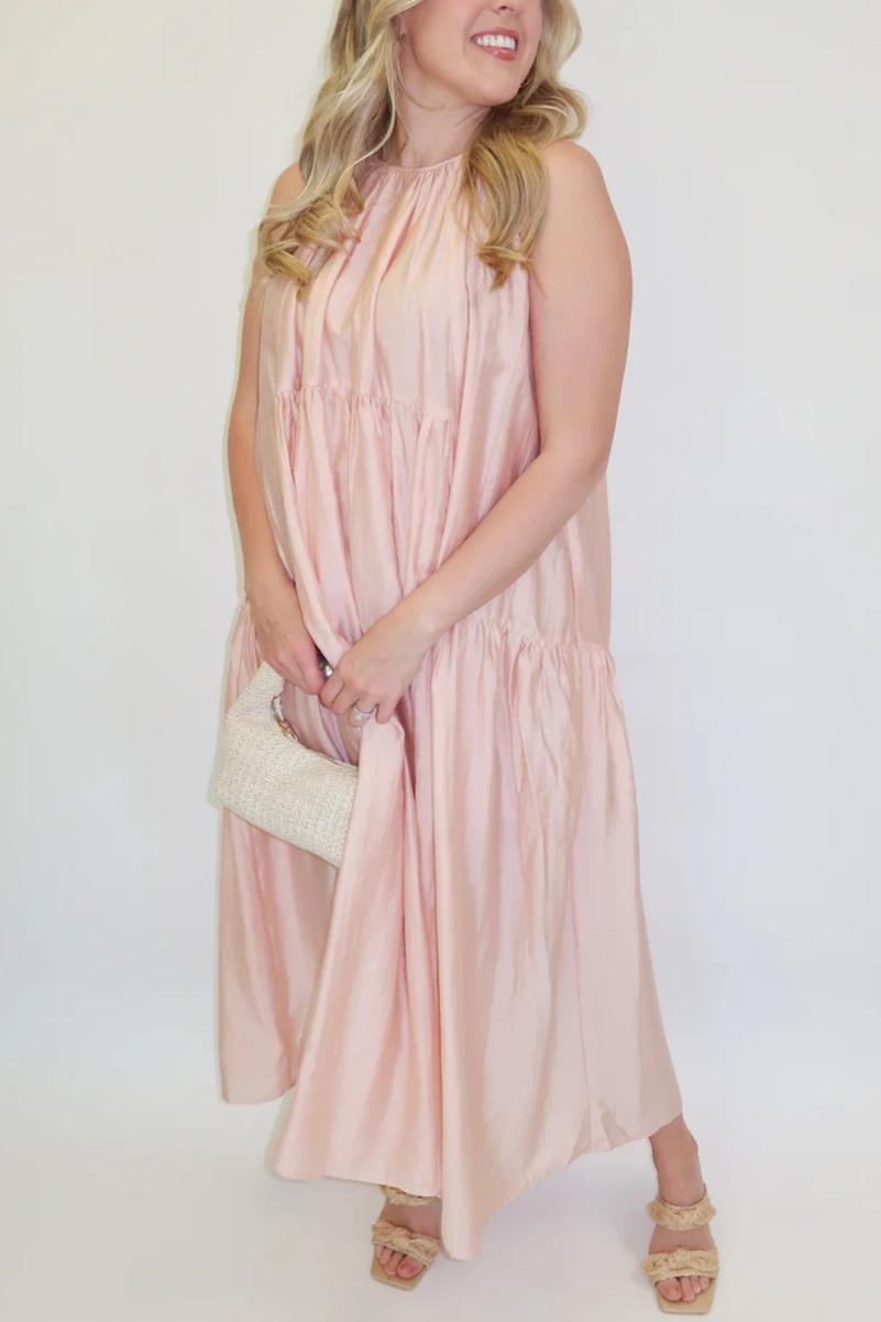 Float Through Light Pink Midi Dress