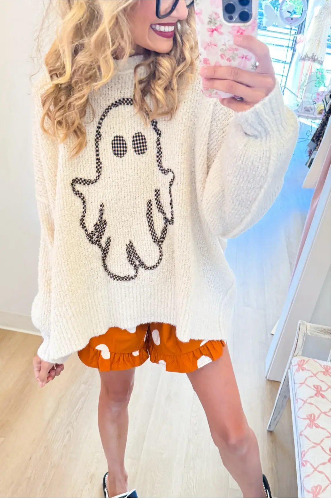Ivory Ghost Gingham Sweater