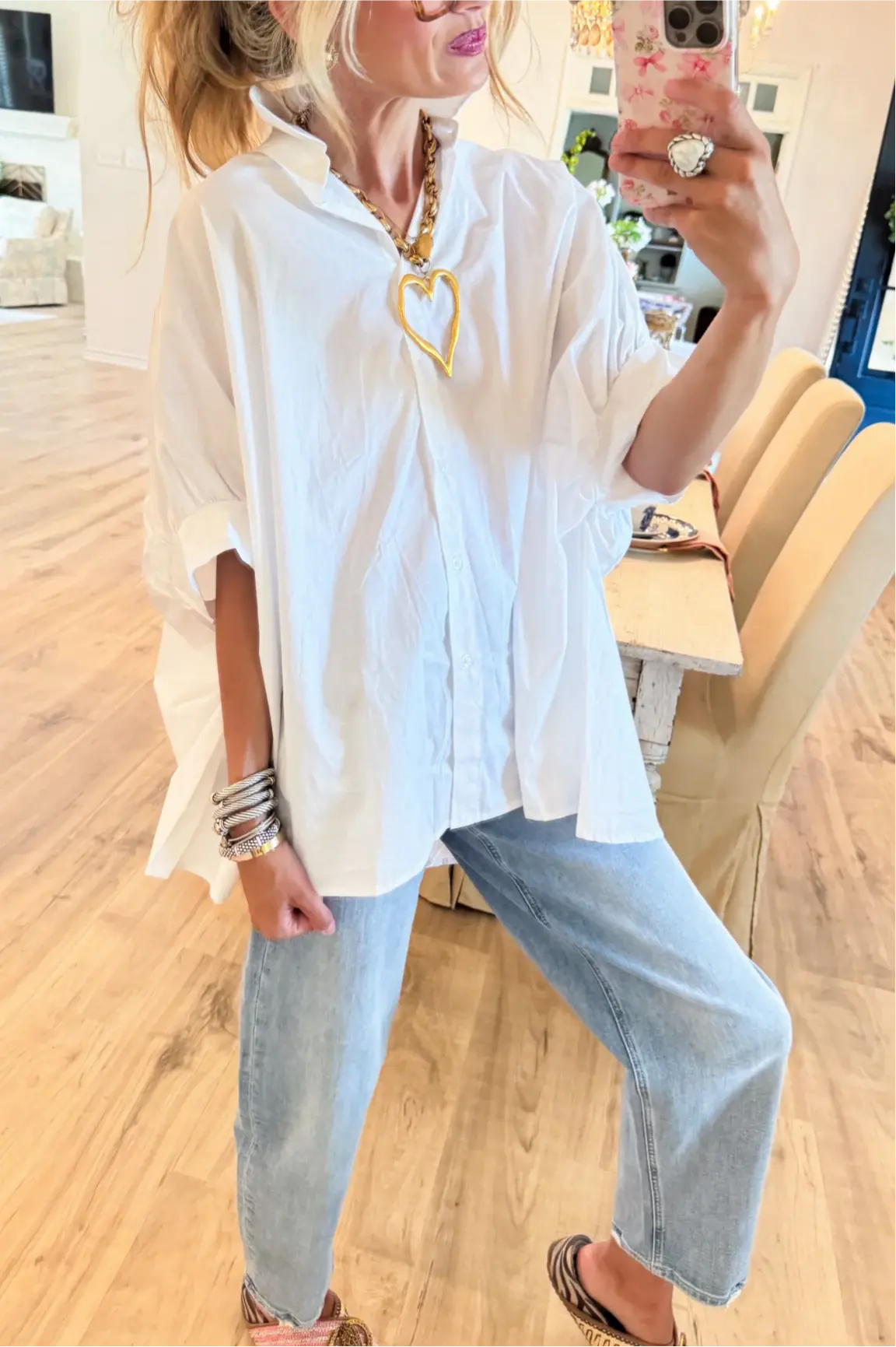 White Button Down Oversize Top