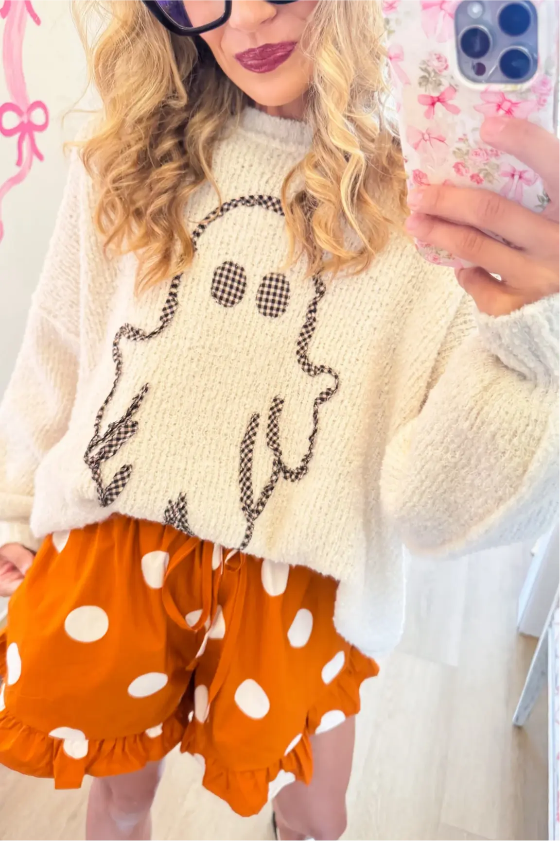 Ivory Ghost Gingham Sweater