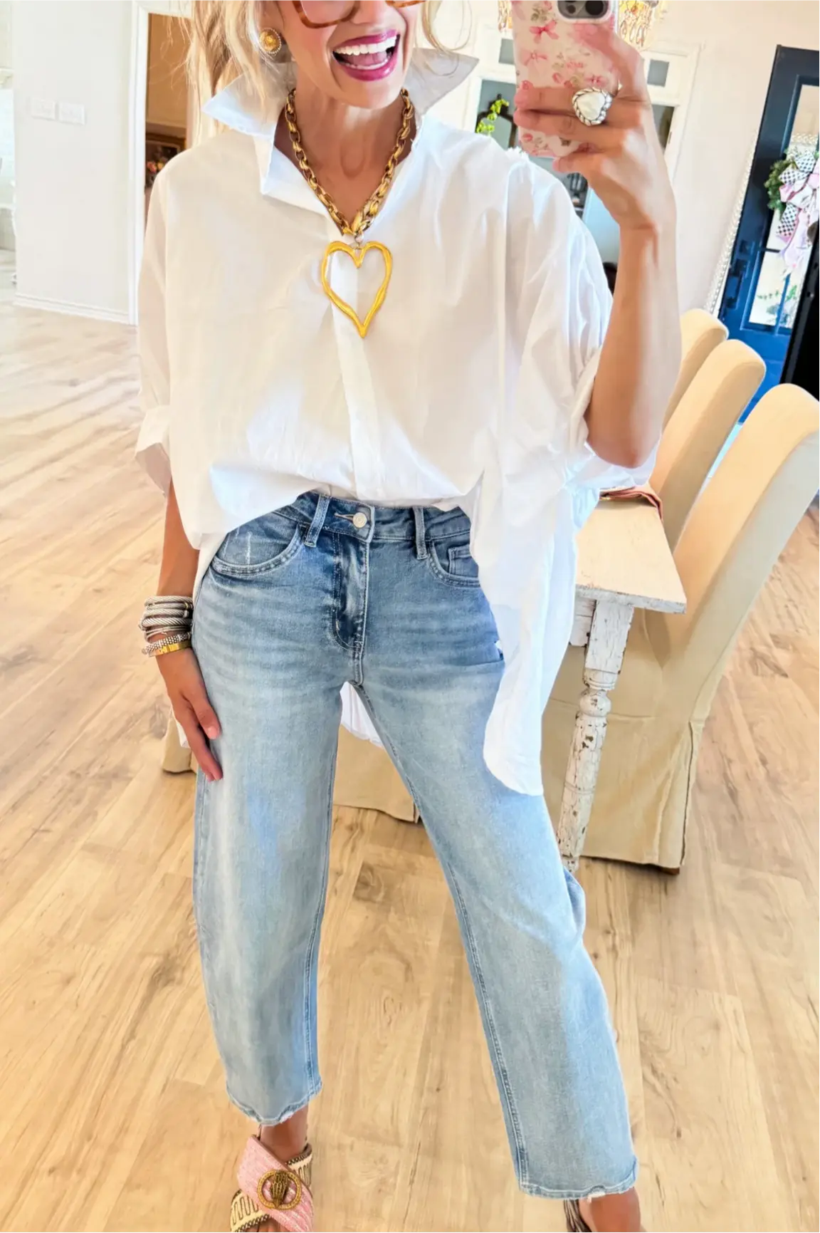 White Button Down Oversize Top