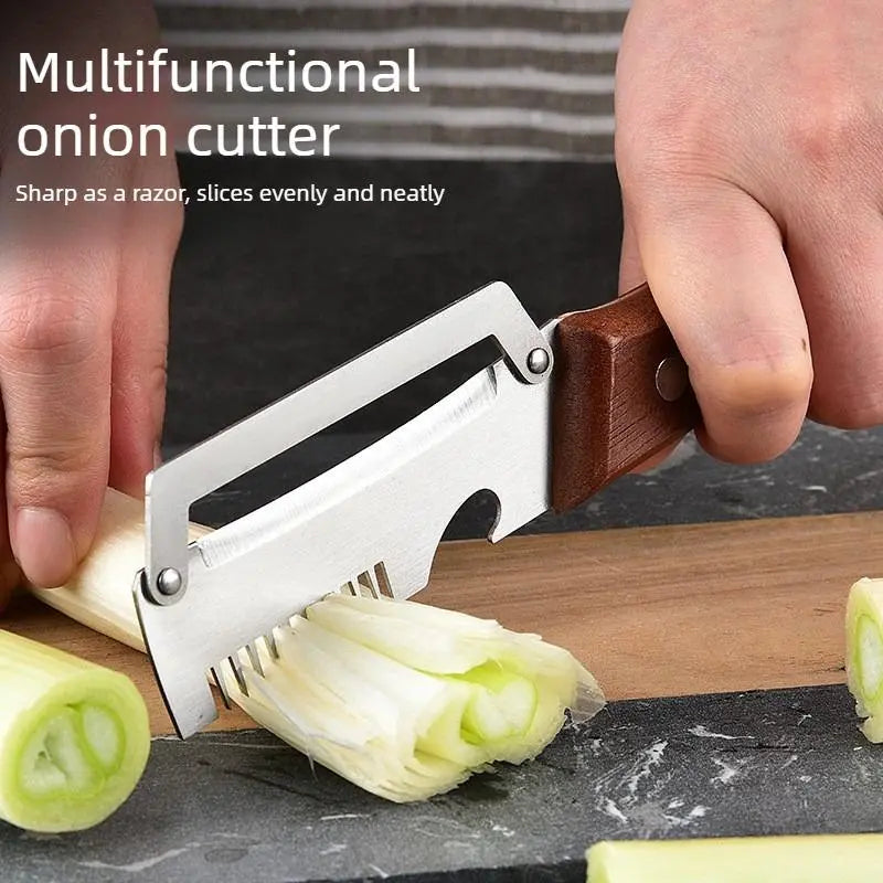 2-in-1 Stainless Steel Peeler & Shredder Set with Wooden Handle