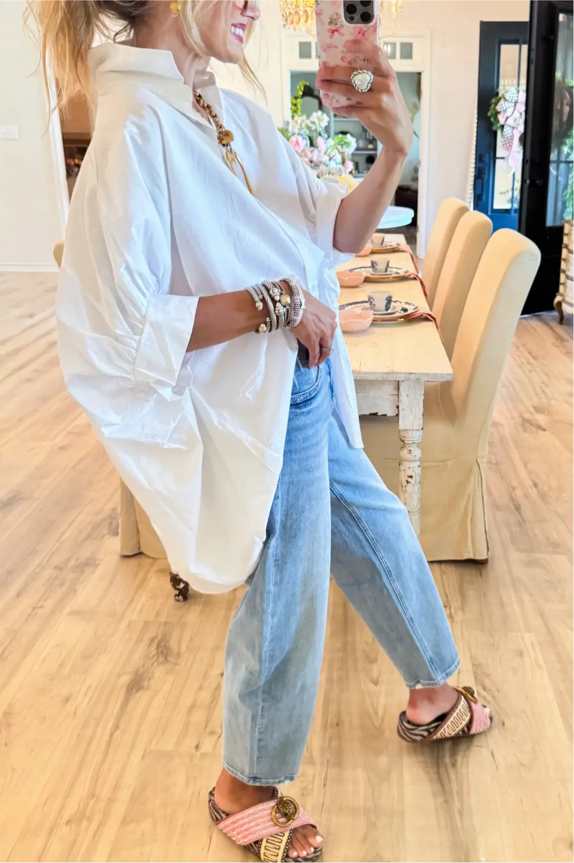 White Button Down Oversize Top