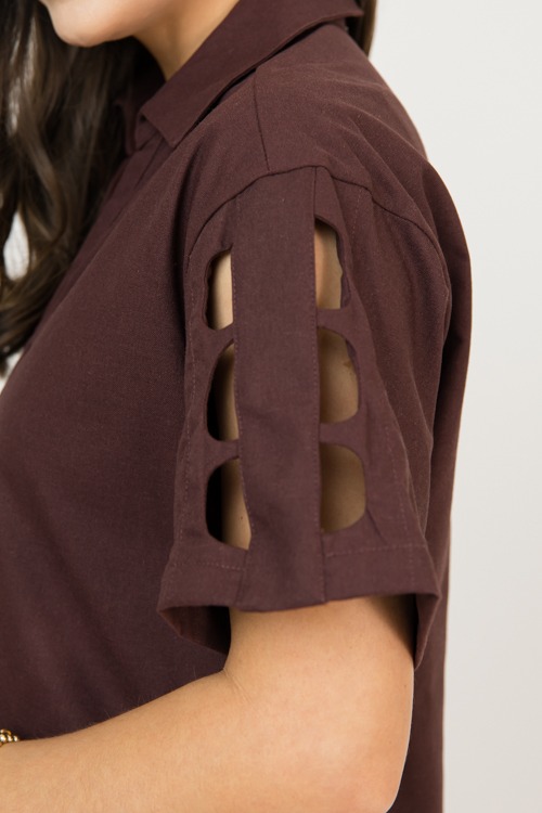 Cut It Out Top, Brown