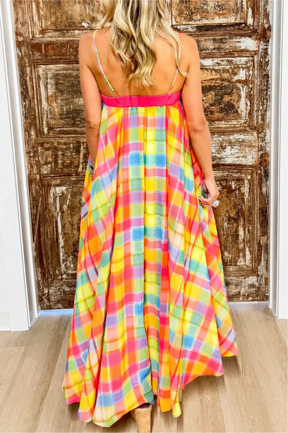 Rainbow Plaid Maxi Dress