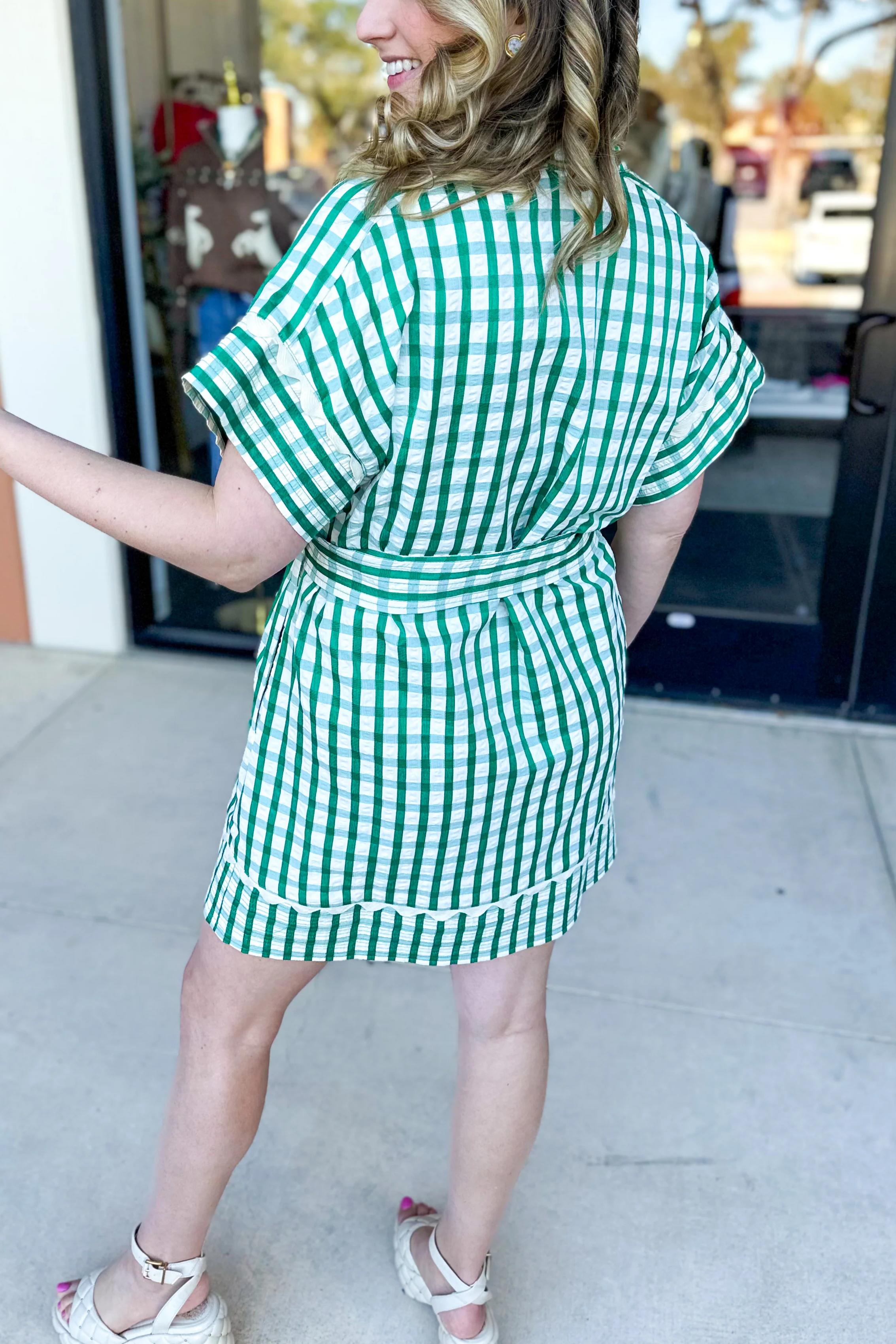 Kelly Green Gingham Mini Dress