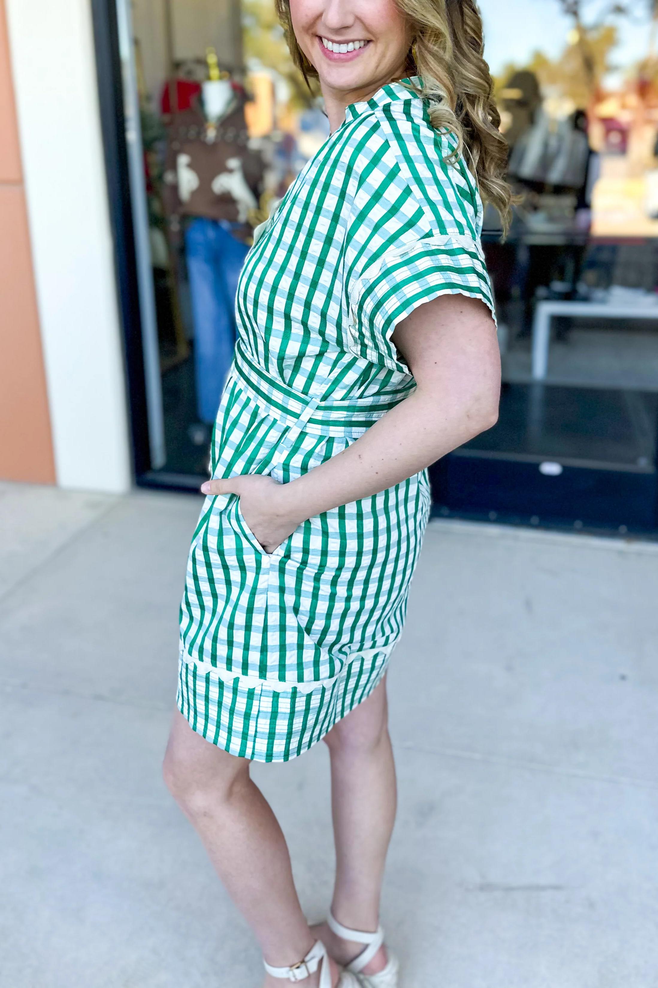 Kelly Green Gingham Mini Dress