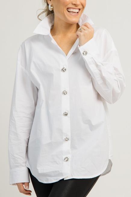 Jewel Button Tunic, White