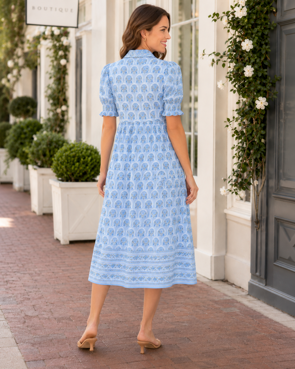 Mary Square Molly Sunshower Flora Blue Dress
