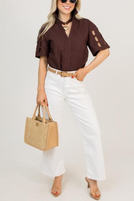 Cut It Out Top, Brown