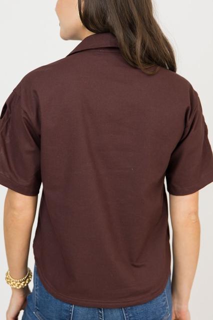 Cut It Out Top, Brown